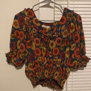 Natural Life cropped sunflower blouse size large